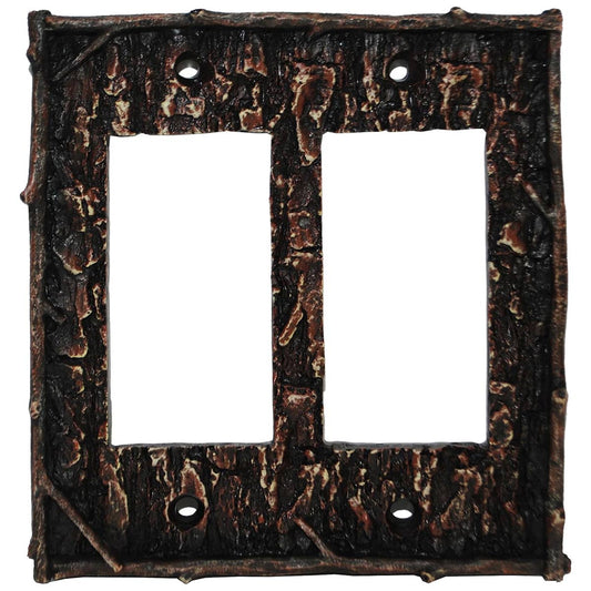 Pine Bark Double Rocker Switch Plate