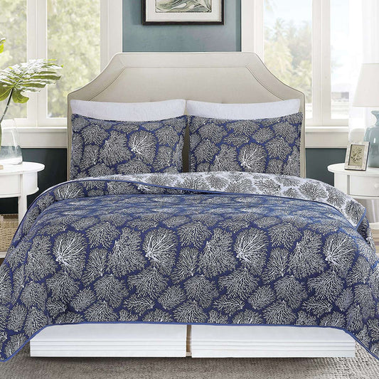 Coral Dreams Jacquard Coverlet Set - Full/Queen - OVERSTOCK
