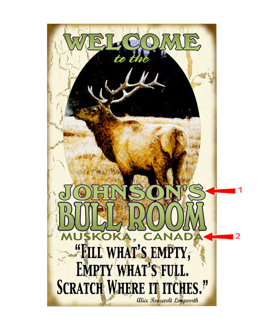 Bull Room Elk Sign