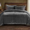 Azure Gray Velvet Duvet Cover Set - Queen