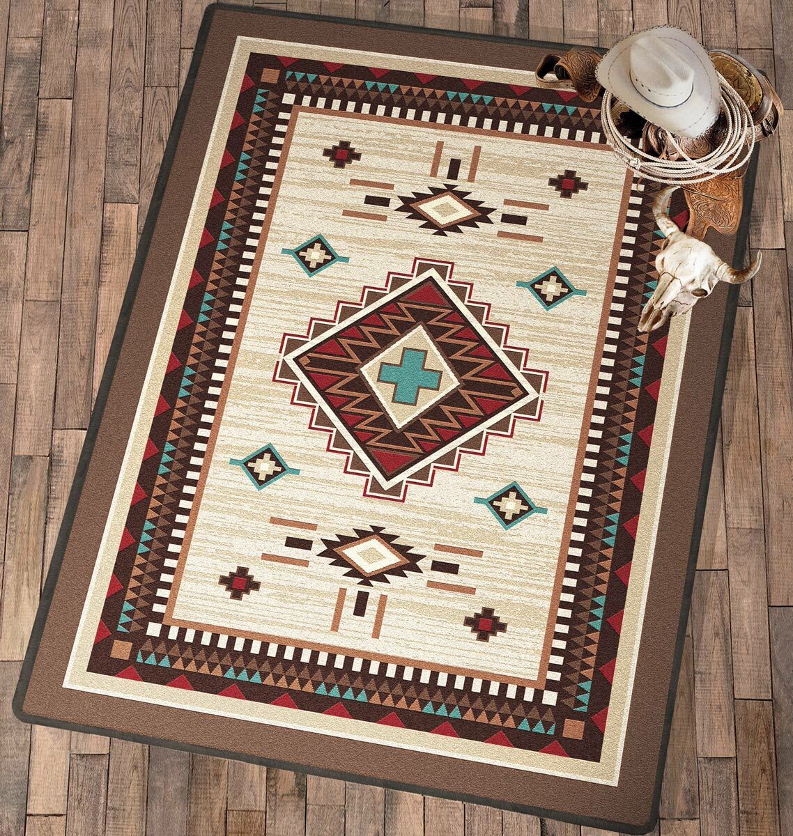 Turquoise Cross Rug - 2 x 8