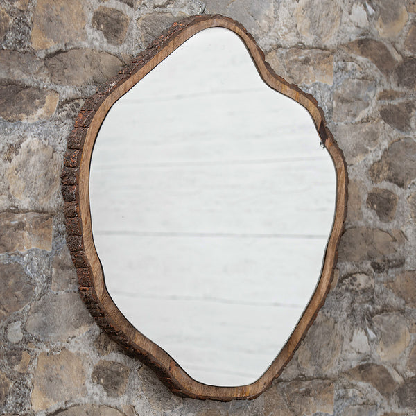 Timber Slice Bark Mirror