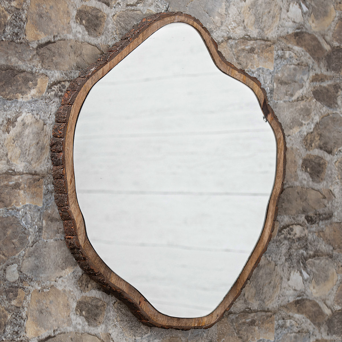 Timber Slice Bark Mirror