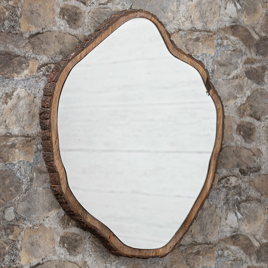 Timber Slice Bark Mirror