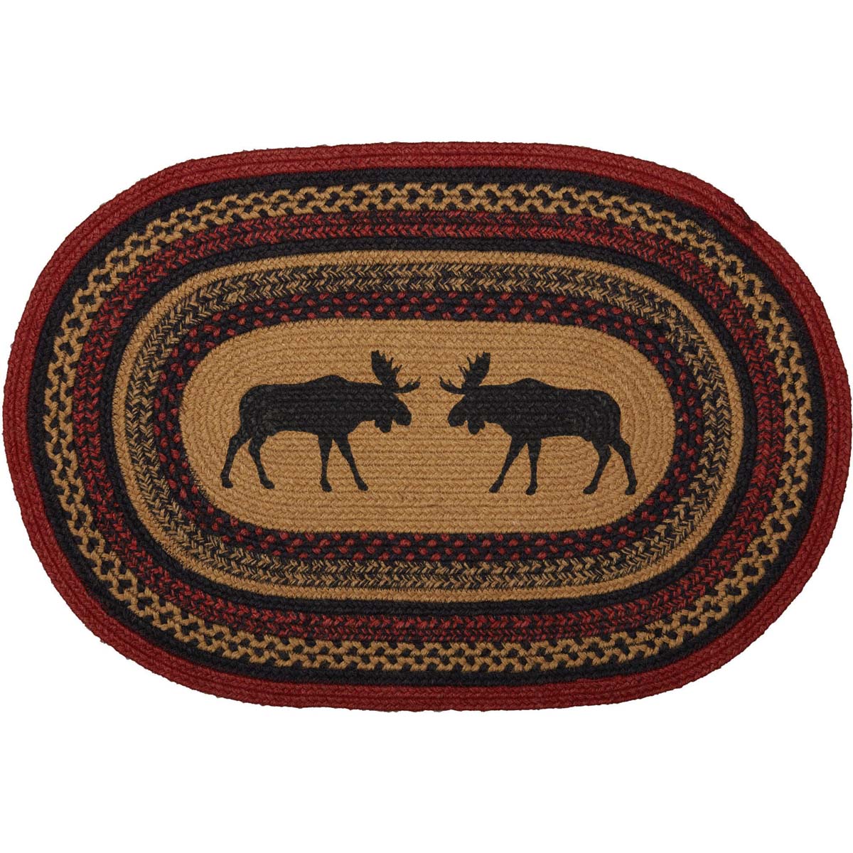 Stenciled Moose on the Loose Oval Rug