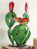 Prickly Bloom Cactus Metal Art Sculpture - Green