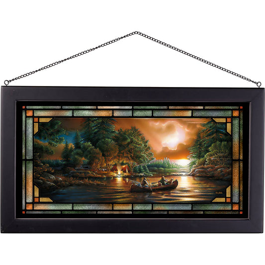 Canoeing at Sunset Stained Glass Art