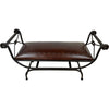 Double Vanity Bench with Tacks - Antique Brown