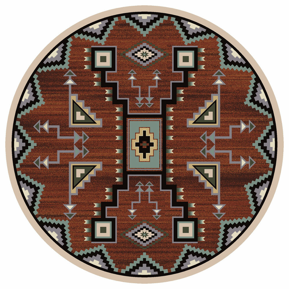 Tribal Rain Red Rug - 8 Ft. Round