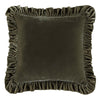 Green Velvet Ruffled Square Euro Sham