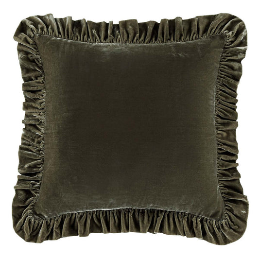 Green Velvet Ruffled Square Euro Sham