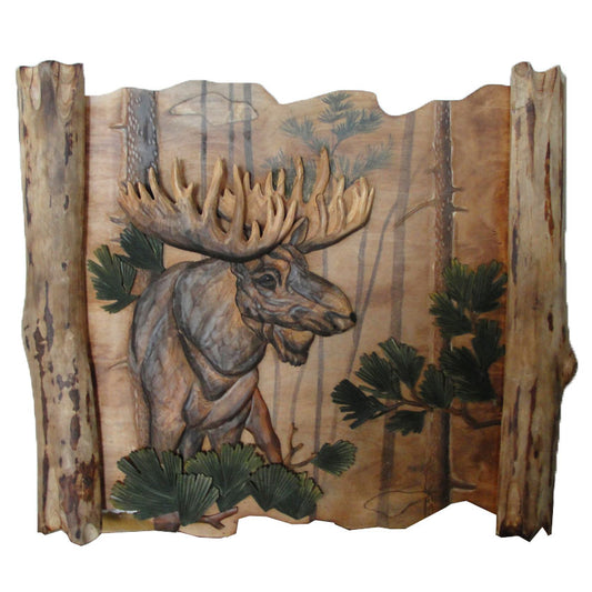 Pine Sprig Moose Wood Wall Art