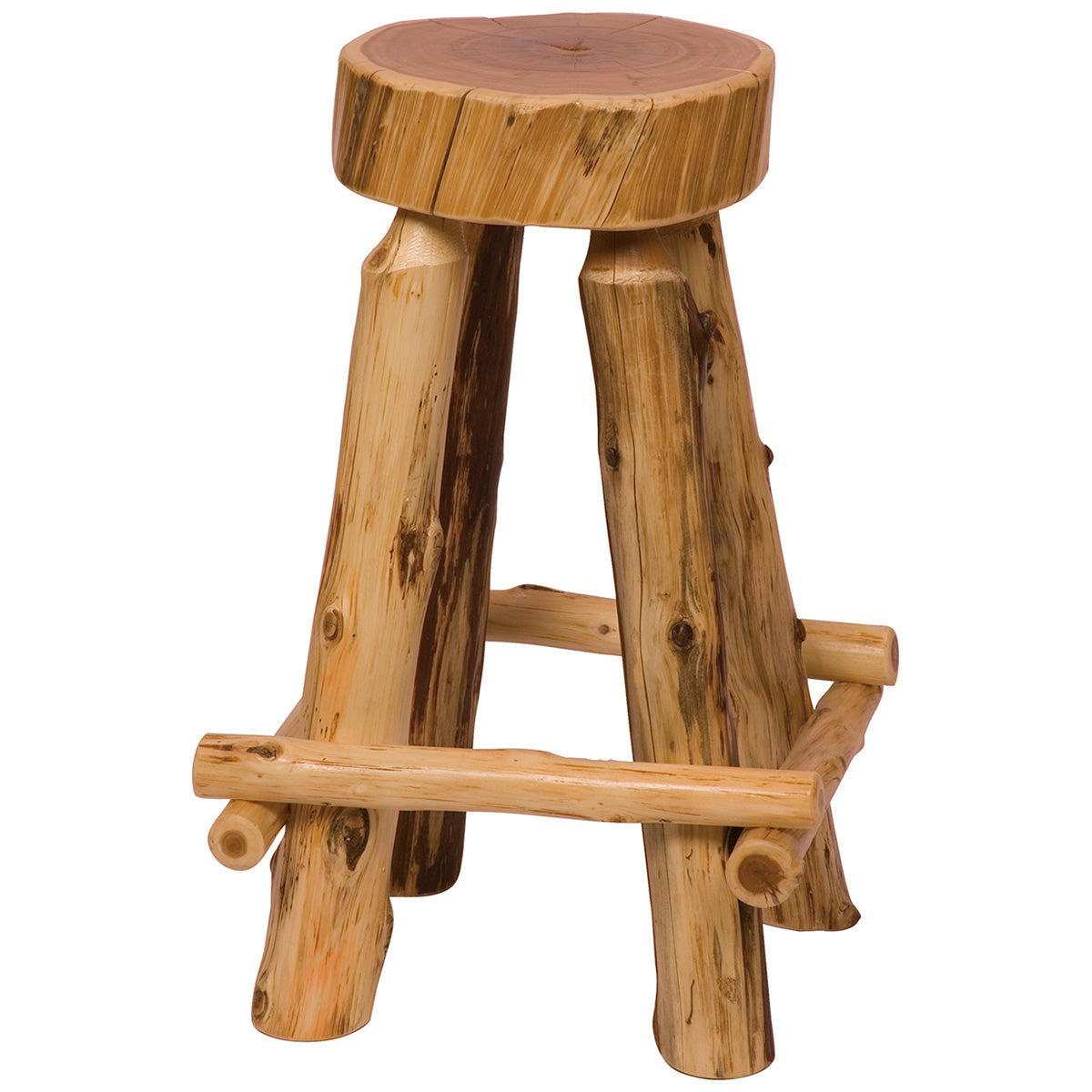 White Cedar Slab Log Counter Stool - 24 Inch