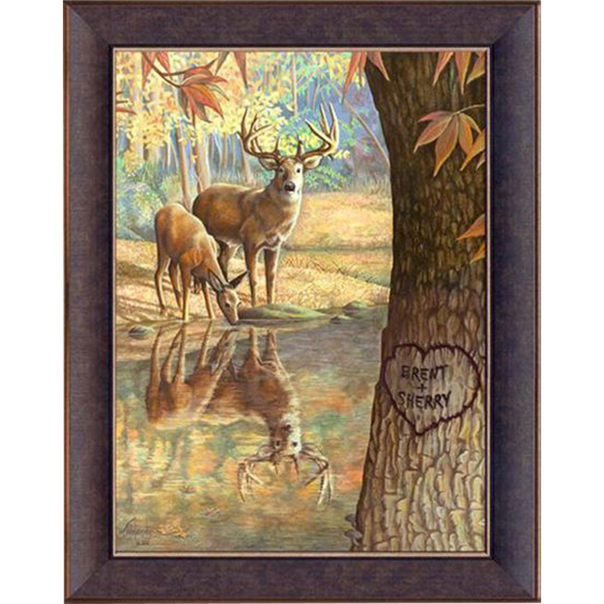Deer Reflections Personalized Framed Canvas - Large
