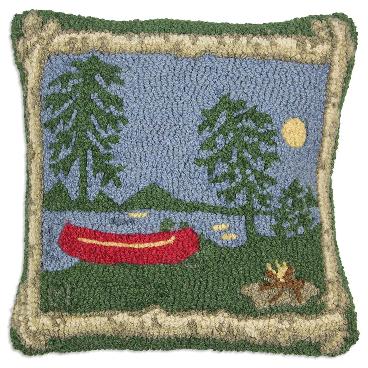 Campfire Hooked Wool Pillow