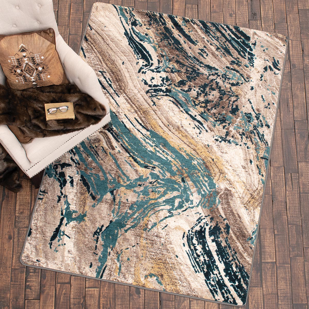 Timberland Turquoise Rug - 5 x 8