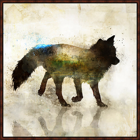 Foxy Silhouette Stacked Frame Canvas