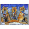 Snowy Foxes Framed Canvas