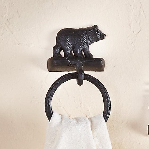 Forest Walk Black Bear Towel Ring