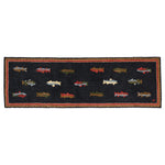 River Fish Hooked Wool Rug - 3 x 8