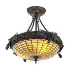 Oak Panes Semi Flush Mount Fixture