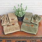 Pine Branch Linen Embroidered Wash Cloth