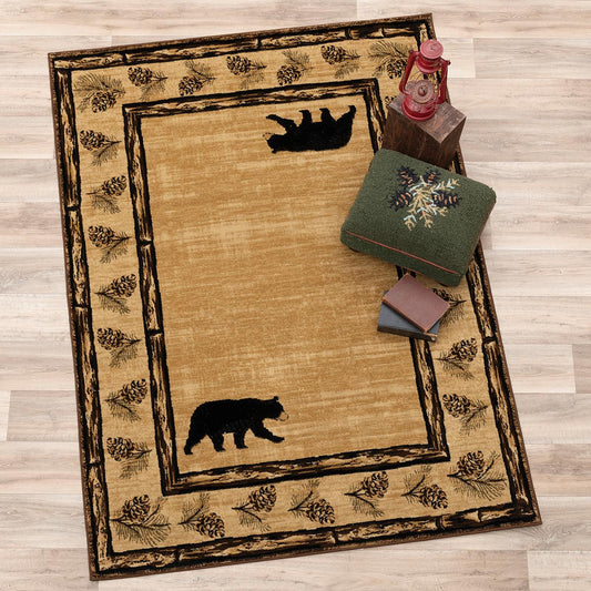 Pinecone Border Bear Rug Collection