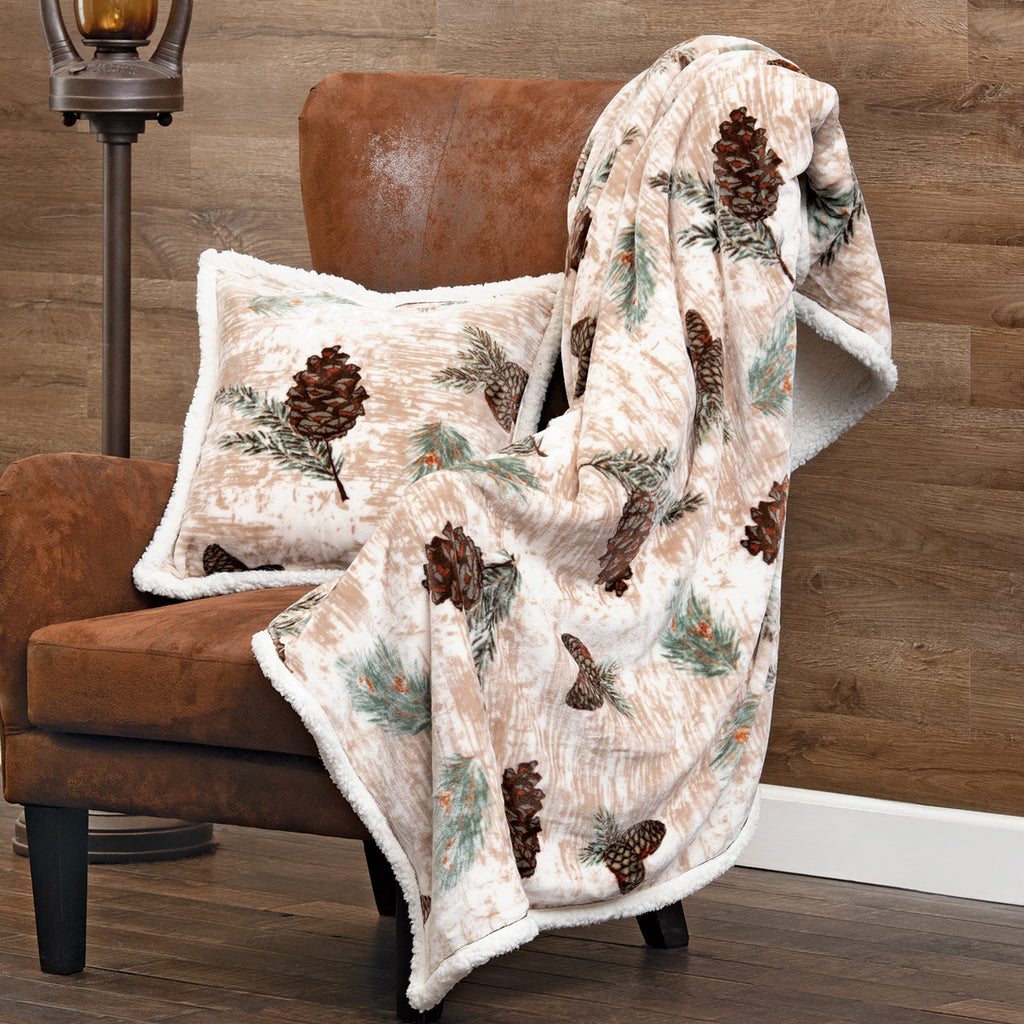 Pinecone Medley Plush Throw