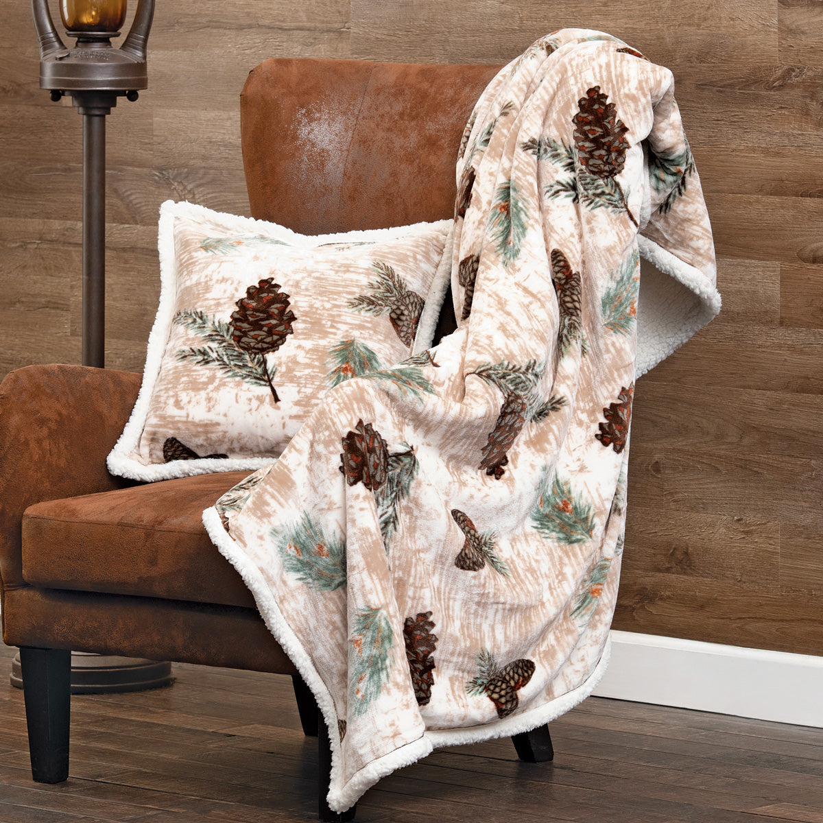 Pinecone Medley Plush Throw