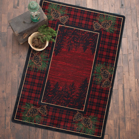 Pinecones Forest Plaid Rug Collection
