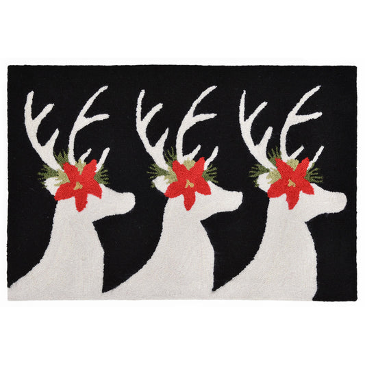 Poinsettia Reindeer Indoor/Outdoor Rugs