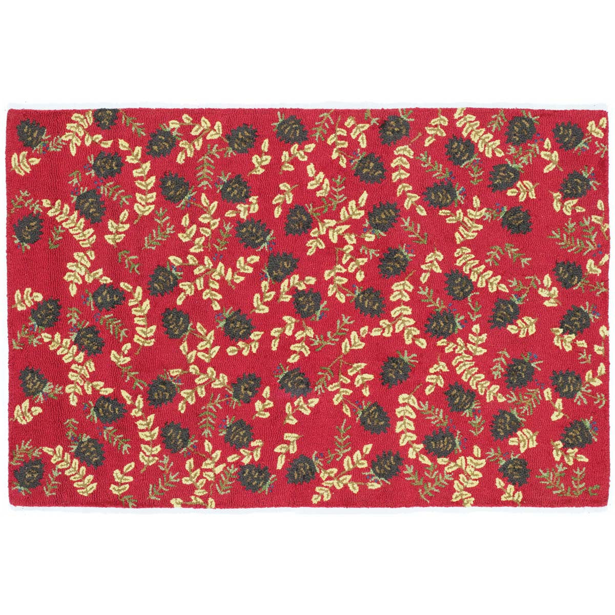 Ruby Pinecones Hooked Wool Rug Collection