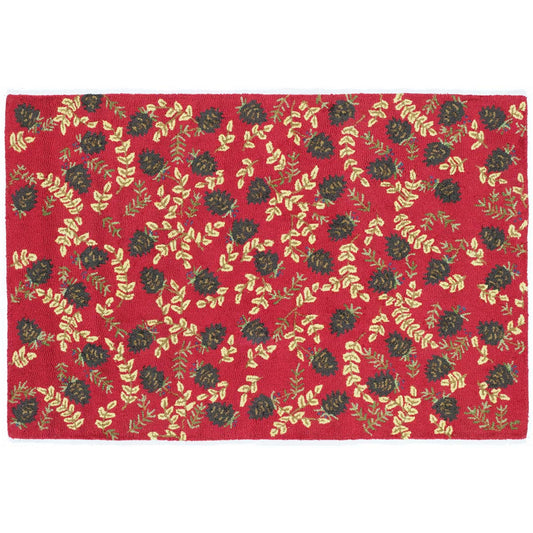 Ruby Pinecones Hooked Wool Rug Collection