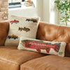 Colorful Trout Hooked Wool Pillow
