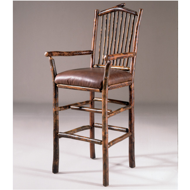Black Forest Arched Hickory Bar Chair with Arms Set of