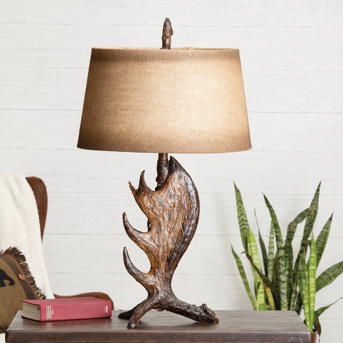 Deer Antler Lamps: Moose Shed Antler Table Lamp Black Forest Decor