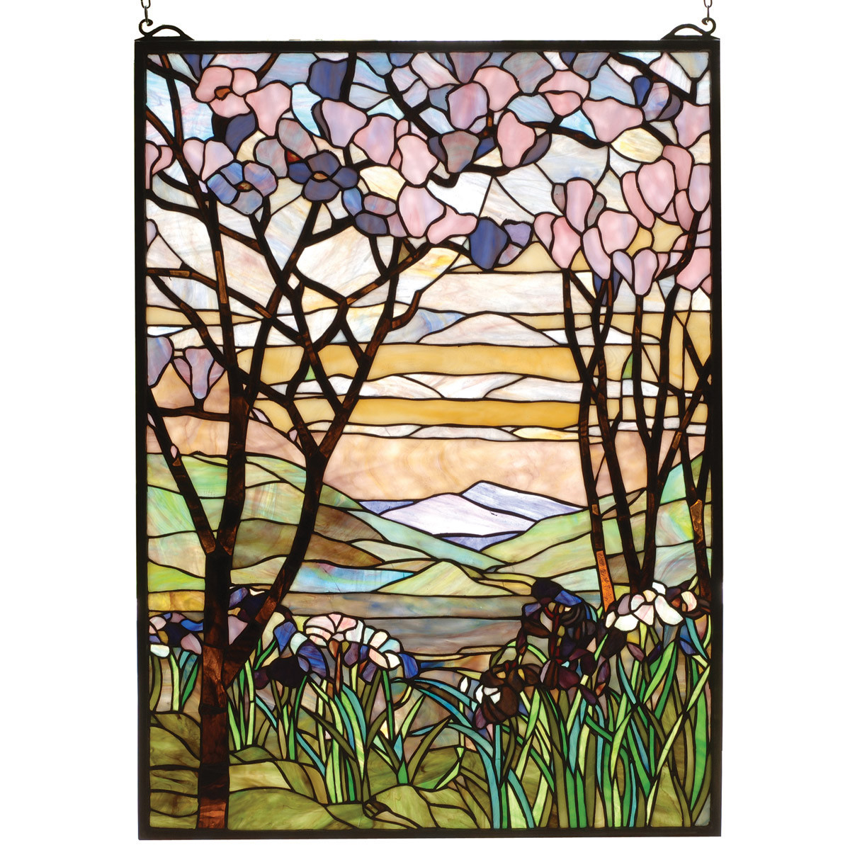 Mountain Flowers Stained Glass Window - 22 x 30 | Black Forest Decor