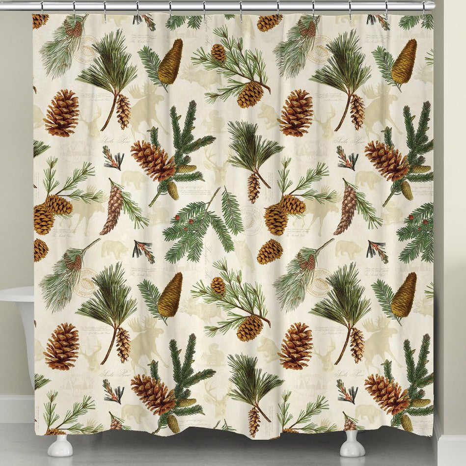 Pinecones and Wildlife Shower Curtain from Black Forest Decor, image size:1280x1280