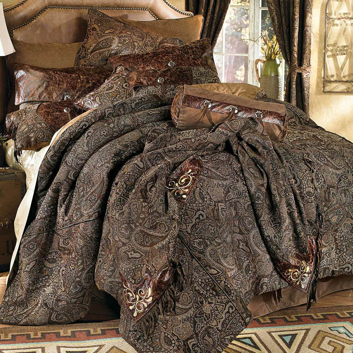 Western Paisley Beaumont Bed Set - King - Faux Leather from Black Forest Decor, image size:1280x1280