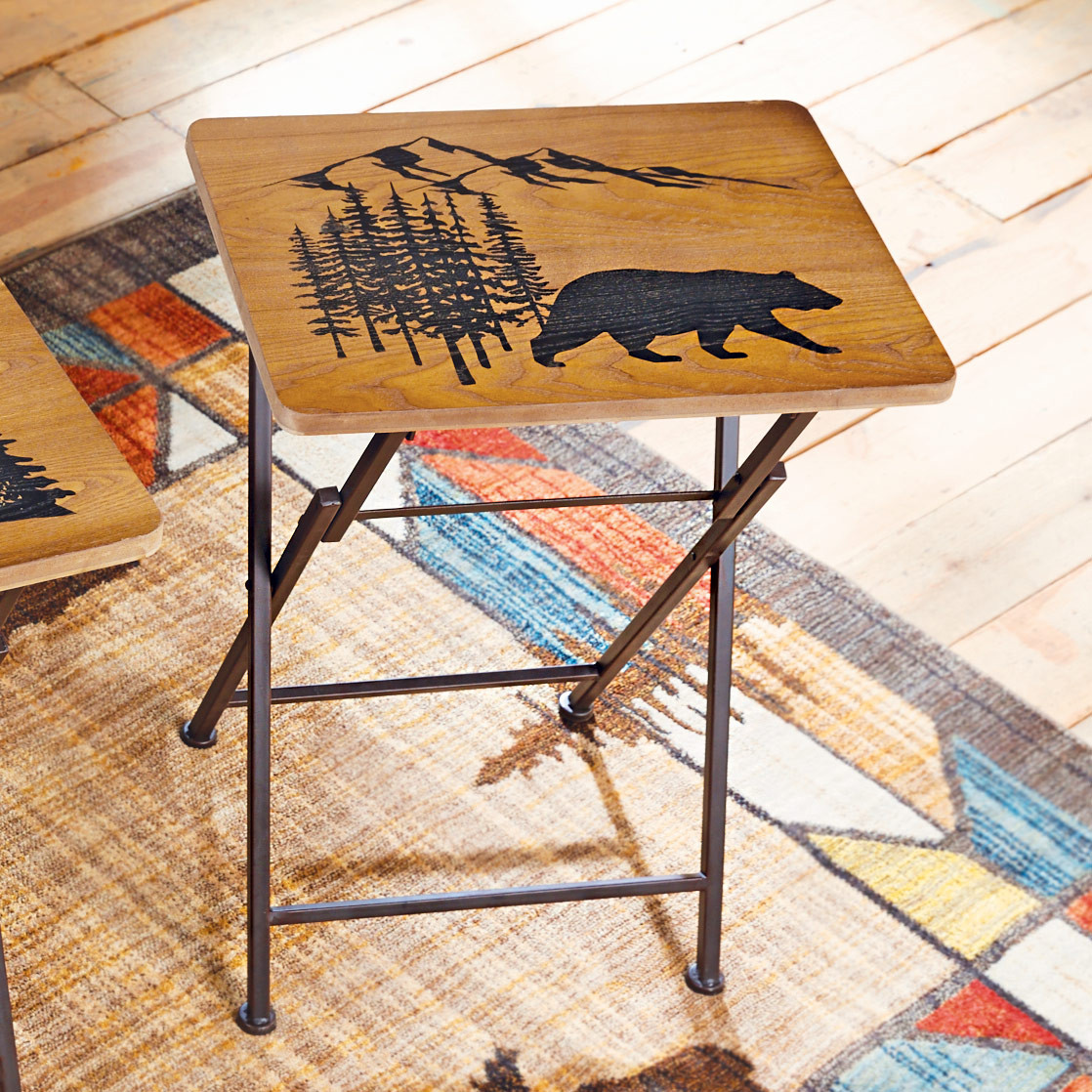Wood Bear Folding Side/Tray Table | Black Forest Decor