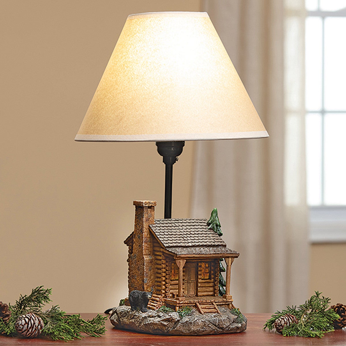 Rustic Table Lamps: Cozy Cabin Accent Lamp Black Forest Decor