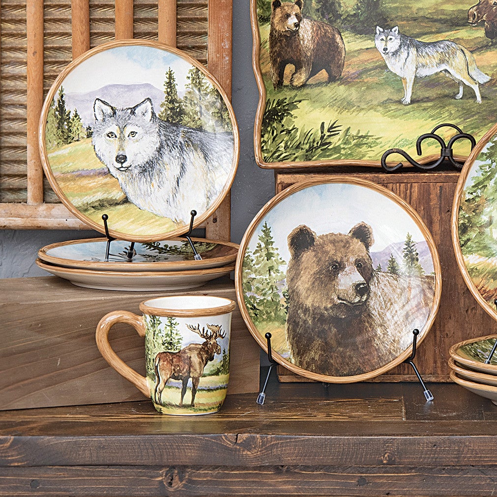 Mountain Spring Wilderness Dessert Plates - Set of 4 | Black