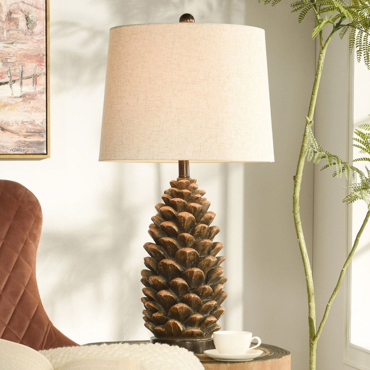 Rustic Pinecone Table Lamp | Black Forest Decor