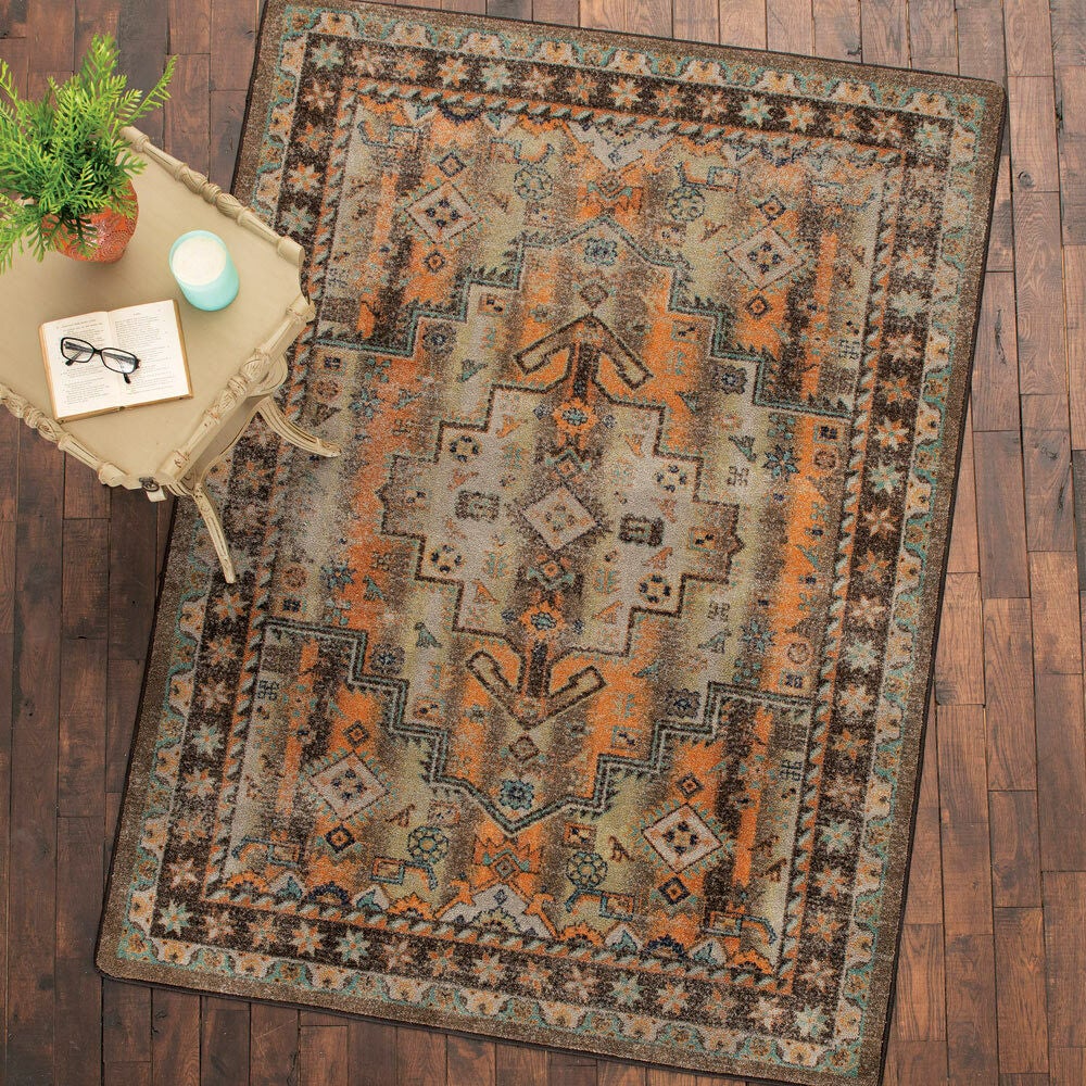 Aged Aztec Rug - 5 x 8 | Black Forest Decor