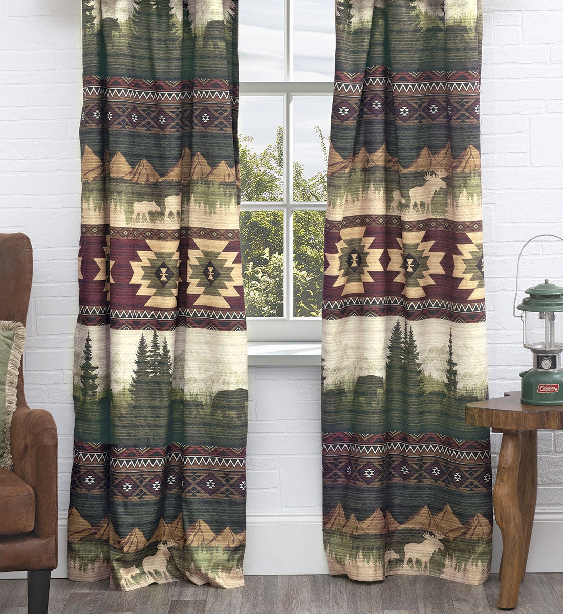Mountain Meadow Moose \u0026 Bear Lined Drapes | Rustic Window Treatments from Black Forest Decor, image size:1173x1280