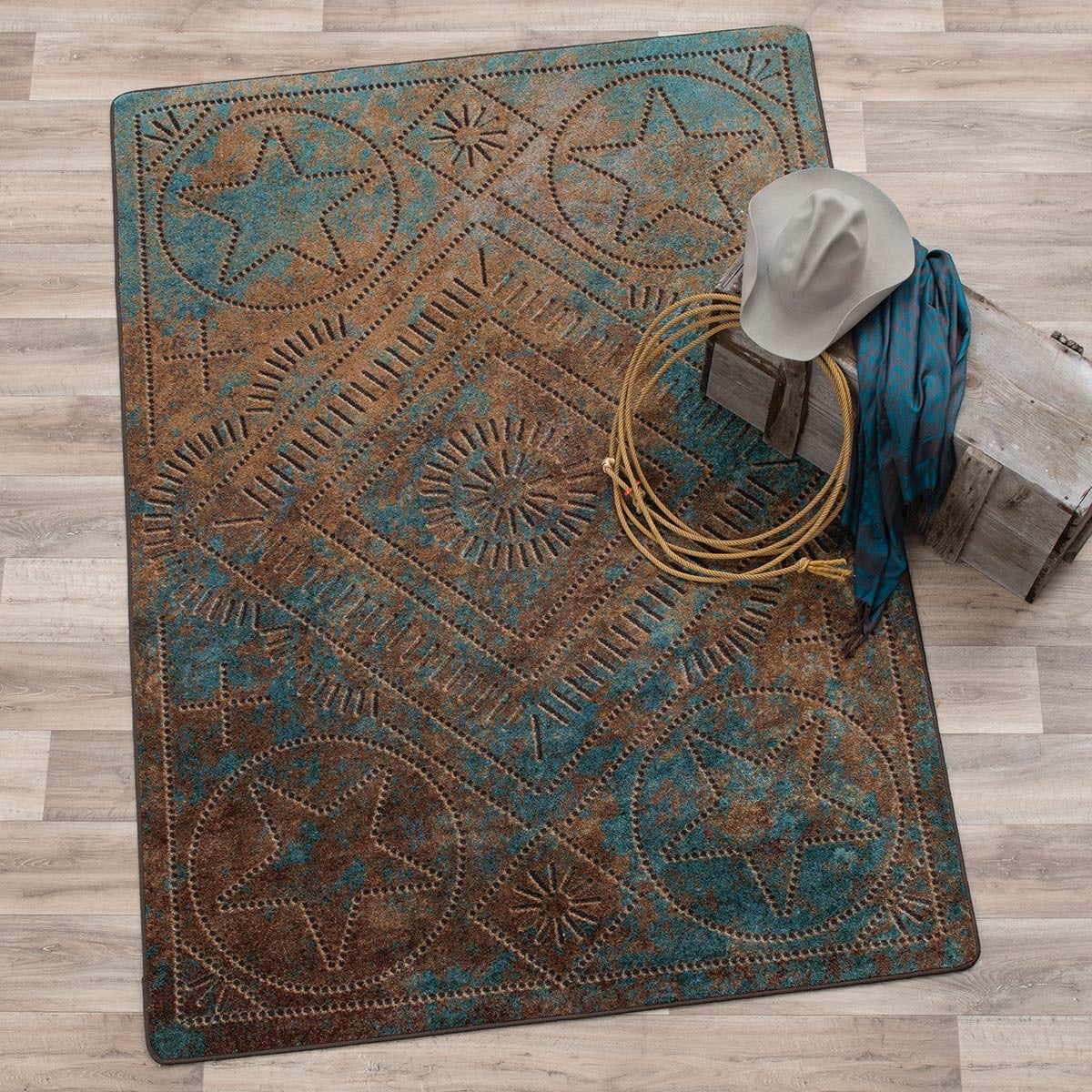 Turquoise Bronze Canyon Rug - 4 x 5 | Black Forest Decor