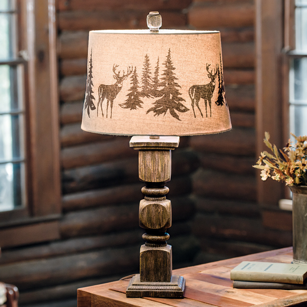 Rustic Table Lamps: Deer Forest Table Lamp Black Forest Decor