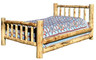Lacquer Finish Hand-Peeled Rustic Log Queen Bed