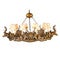 Small Stag Head 10-Light Chandelier - Faux Leather Shades
