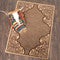 Tooled Leather Scroll & Weave Rug - 4 x 5